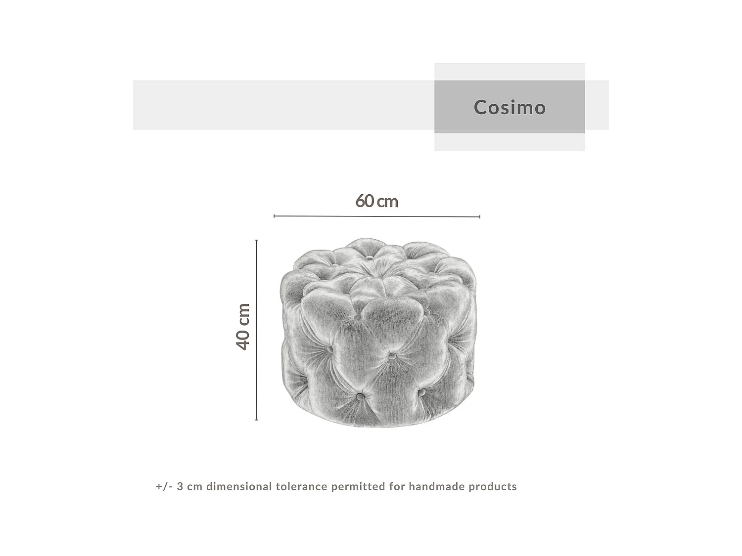 Pouf en tissu chenille Cosimo - gris clair
