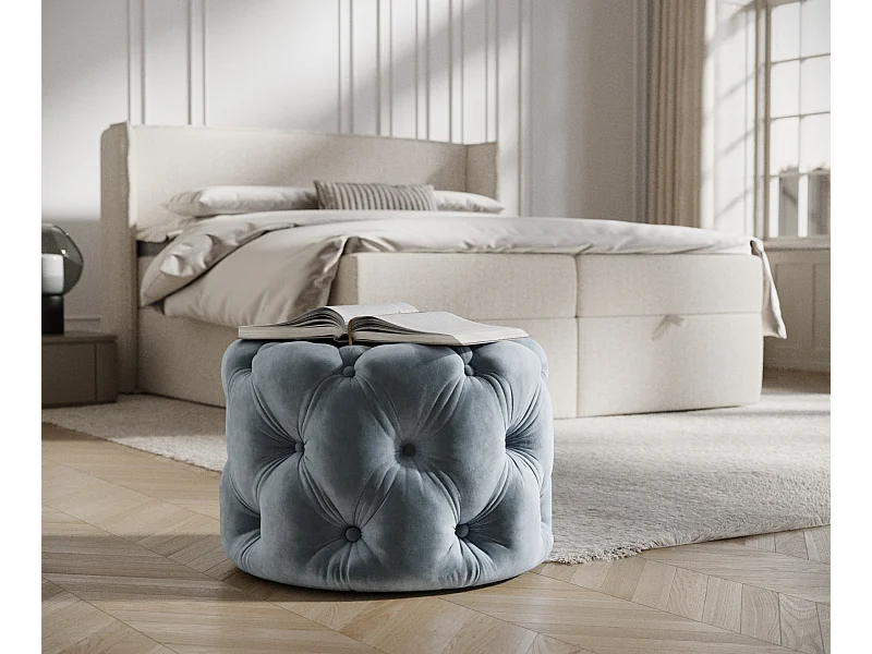 Pouf en velours Cosimo - bleu