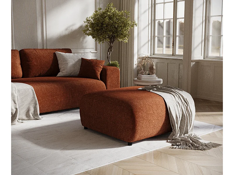 Puff aus Chenille-Stoff Zanzibar - 88x88 cm - kupferfarbe