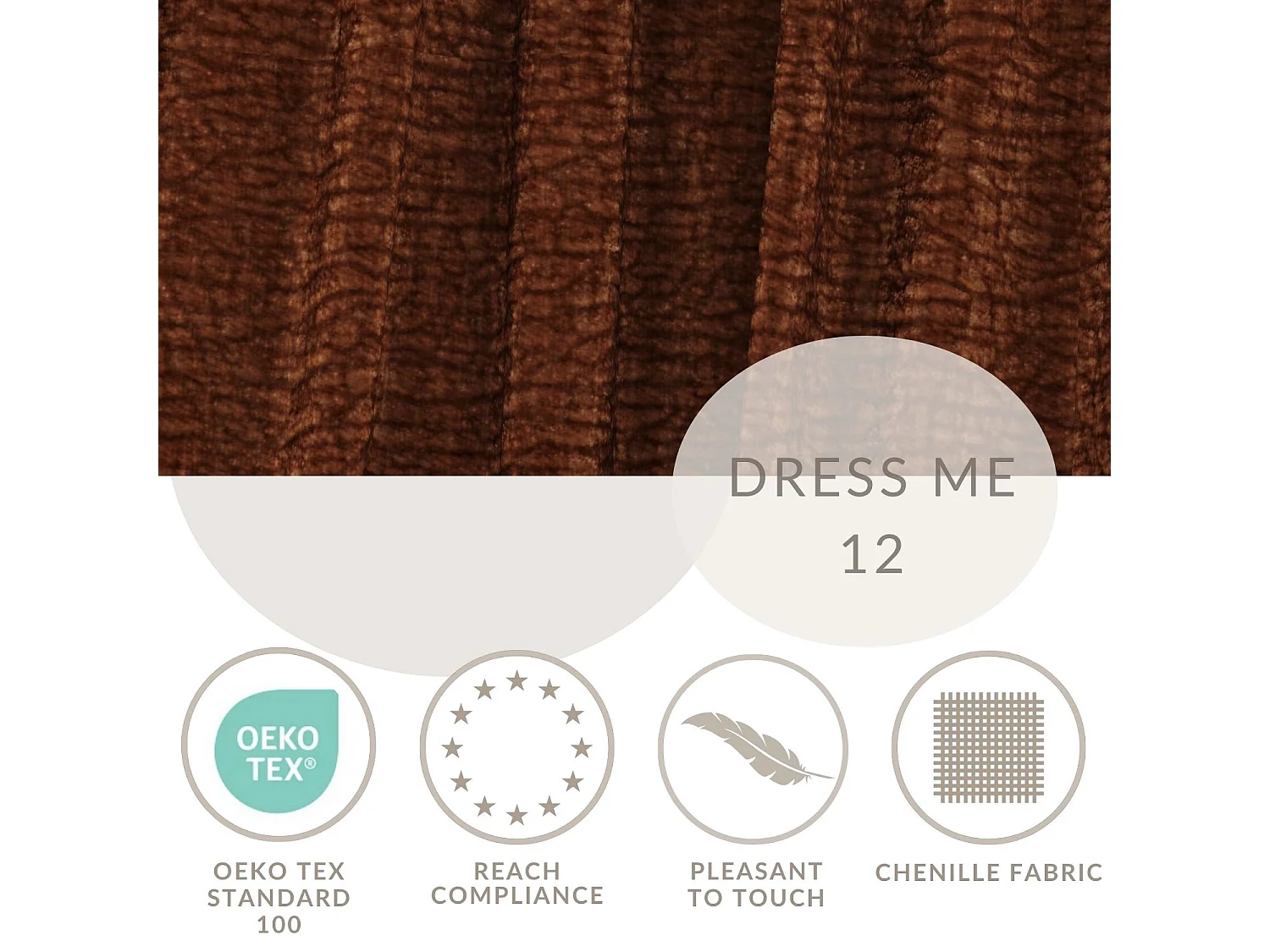 Pouf en tissu chenille Zanzibar - 88x88 cm - couleur cuivre