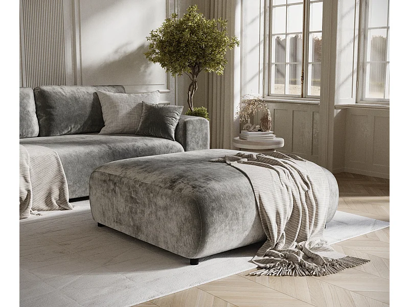 Pouf en tissu chenille Zanzibar - 110x110 cm - gris