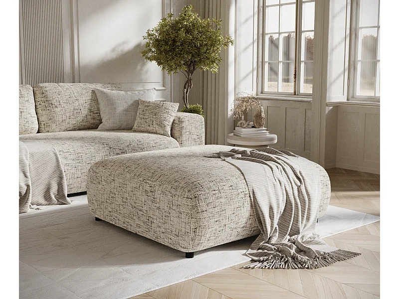 Pouf en toile tissée Zanzibar - 110x110 cm - beige mélangé