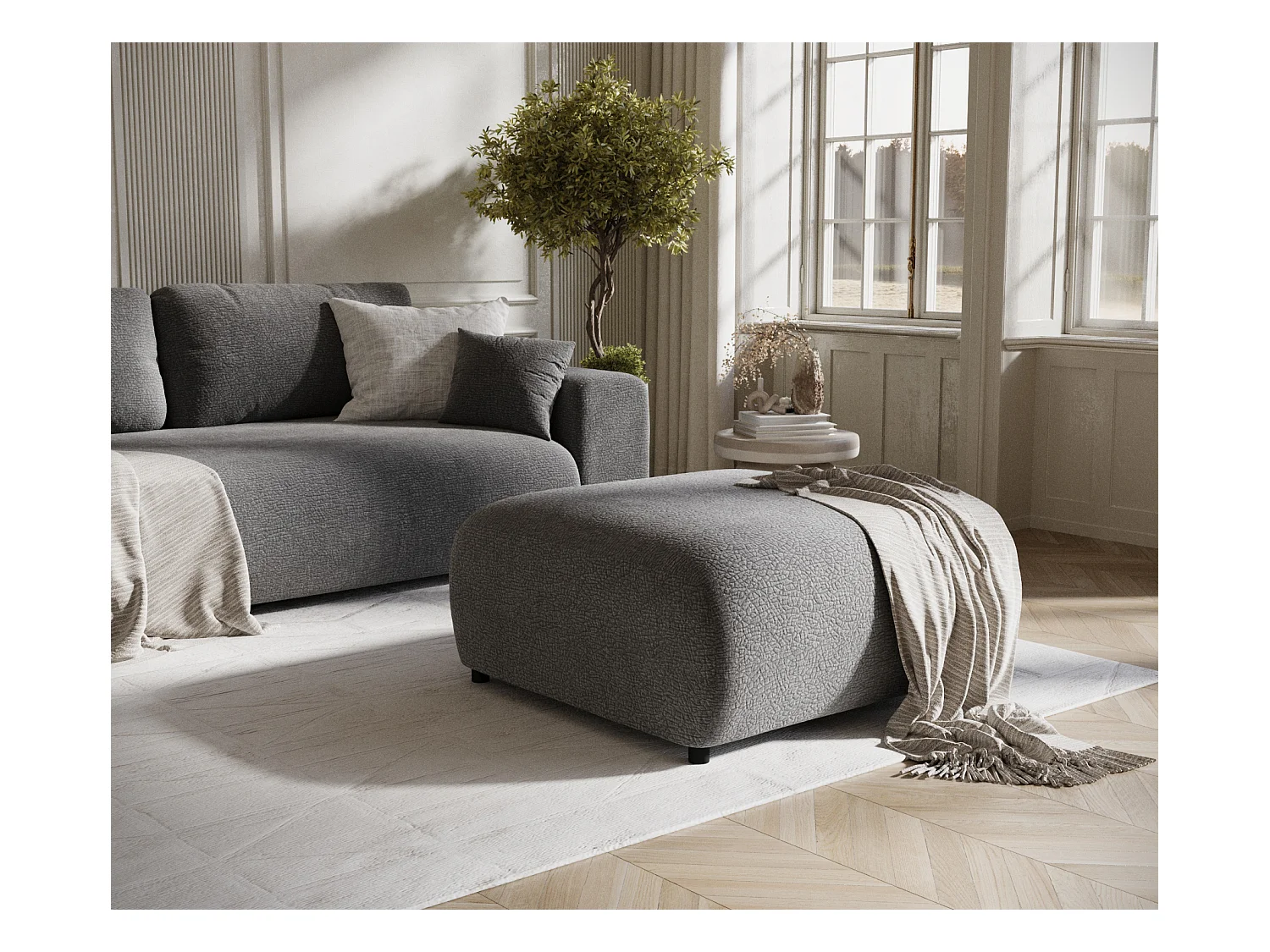 Puff aus Chenille-Stoff Zanzibar - 88x88 cm - grau