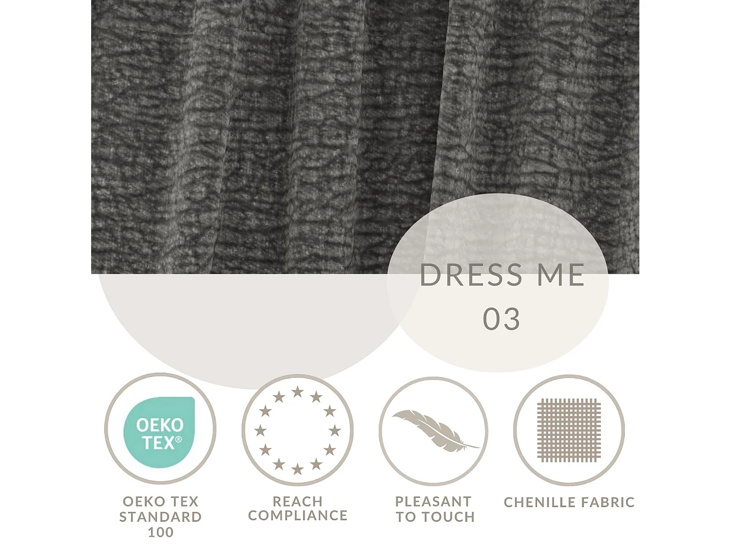 Pouf en tissu chenille Zanzibar - 88x88 cm - gris