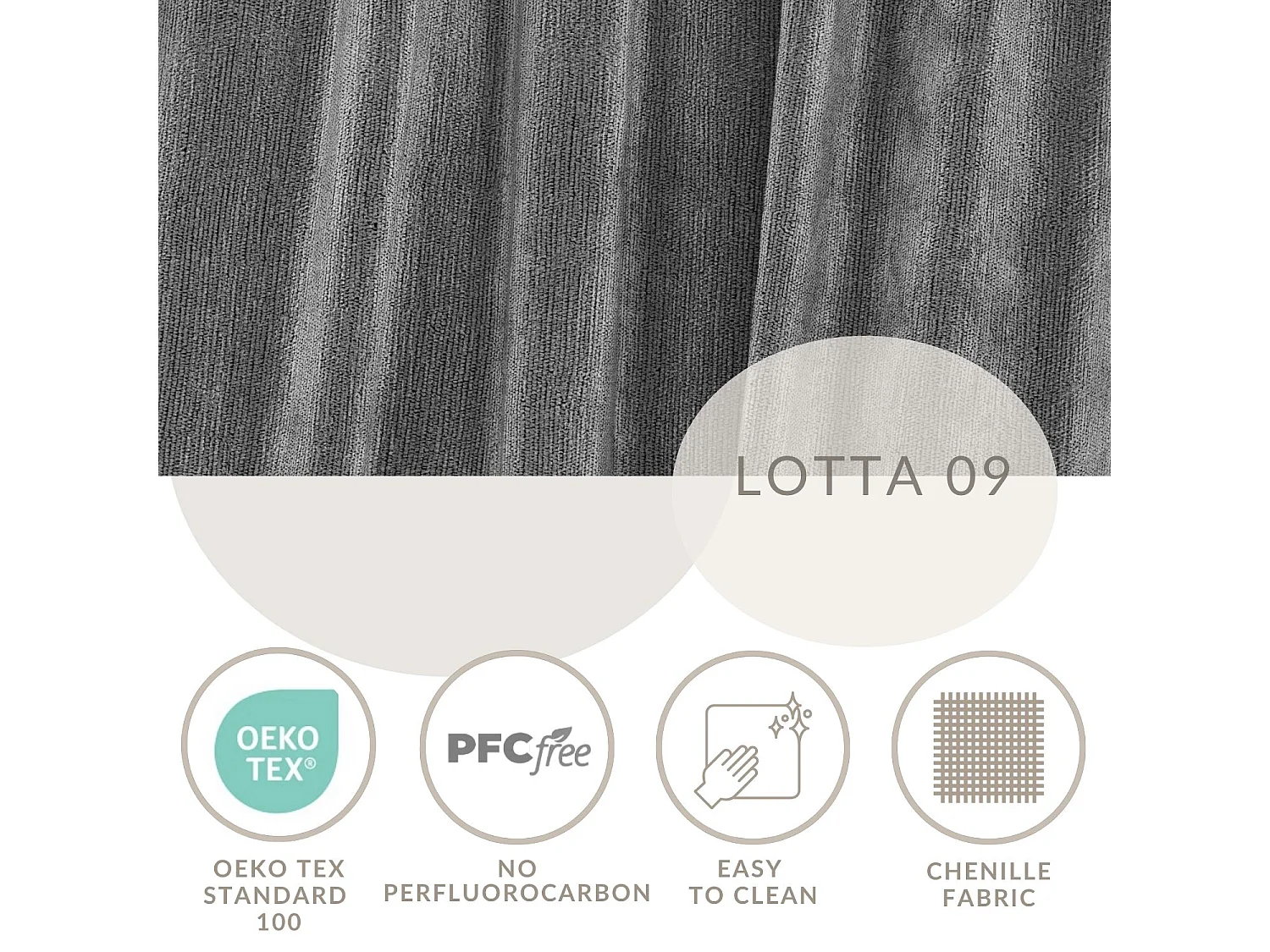 Pouf en tissu chenille Zanzibar - 88x88 cm - gris