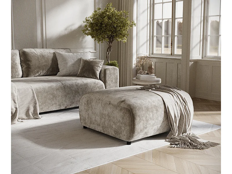 Puff aus Chenille-Stoff Zanzibar - 88x88 cm - beige