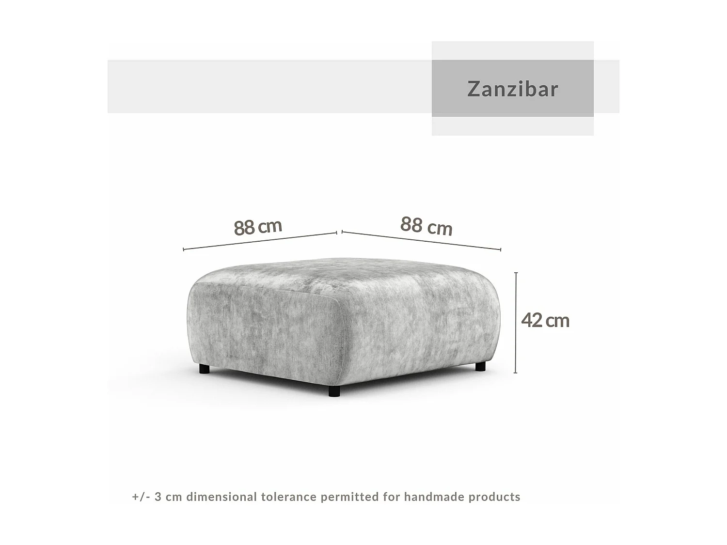 Pouf en tissu chenille Zanzibar - 88x88 cm - beige