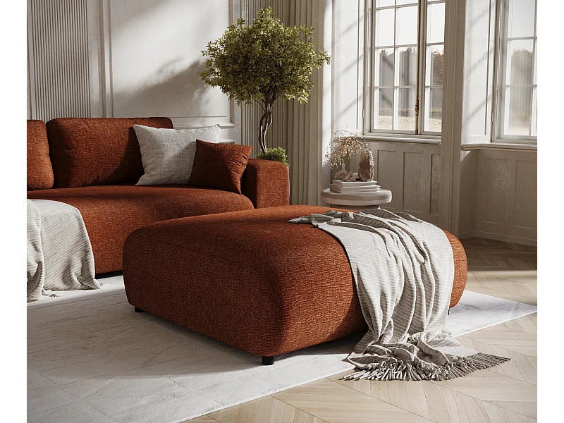 Pouf en tissu chenille Zanzibar - 110x110 cm - couleur cuivre