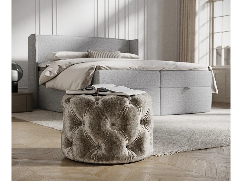 Pouf en tissu chenille Cosimo - beige