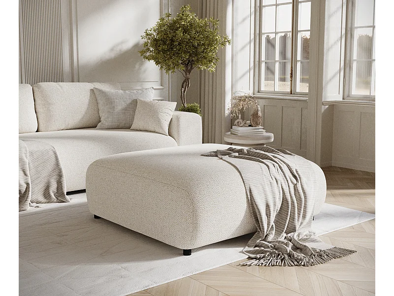 Poef in boucle stof Zanzibar - 110x110 cm - lichtbeige