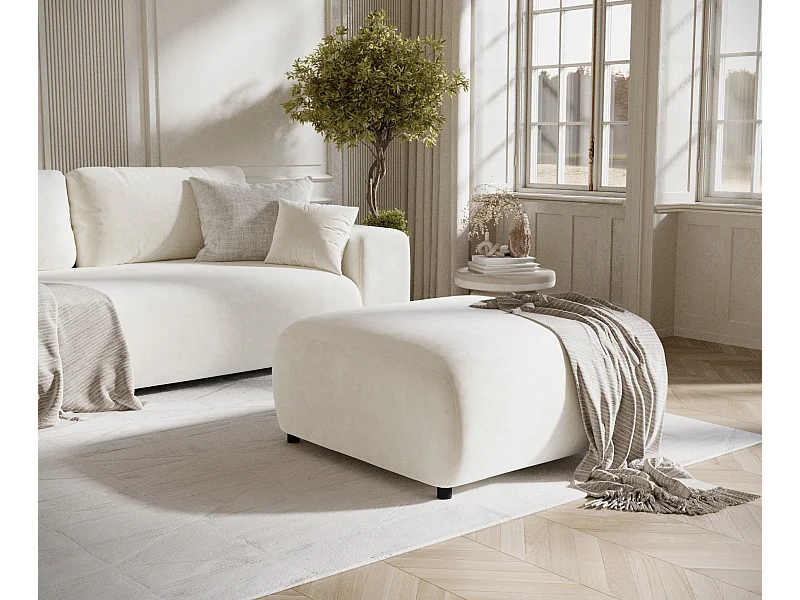 Pouf en tissu velours Zanzibar - 88x88 cm - creme