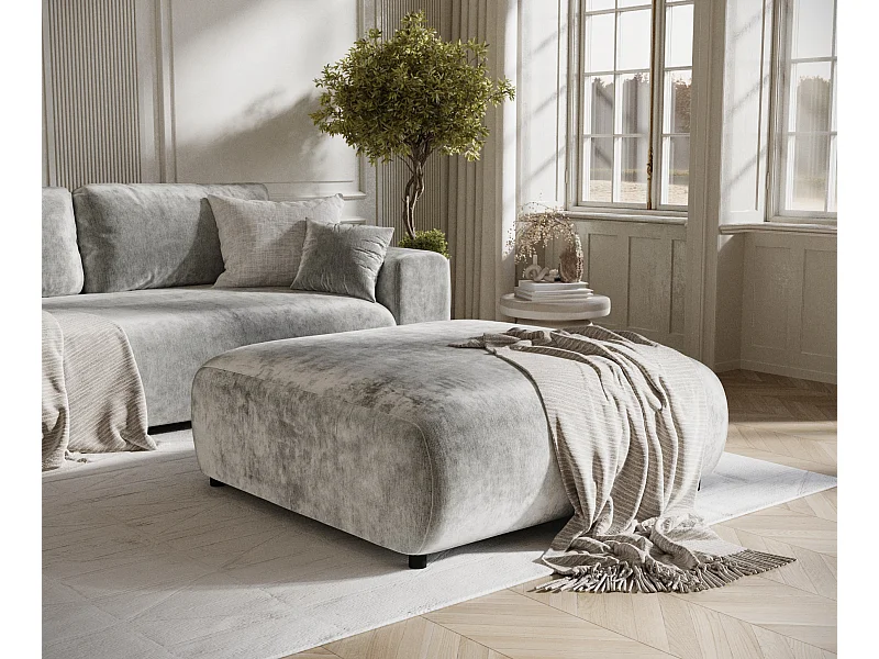 Puff aus Chenille-Stoff Zanzibar - 110x110 cm - hellgrau