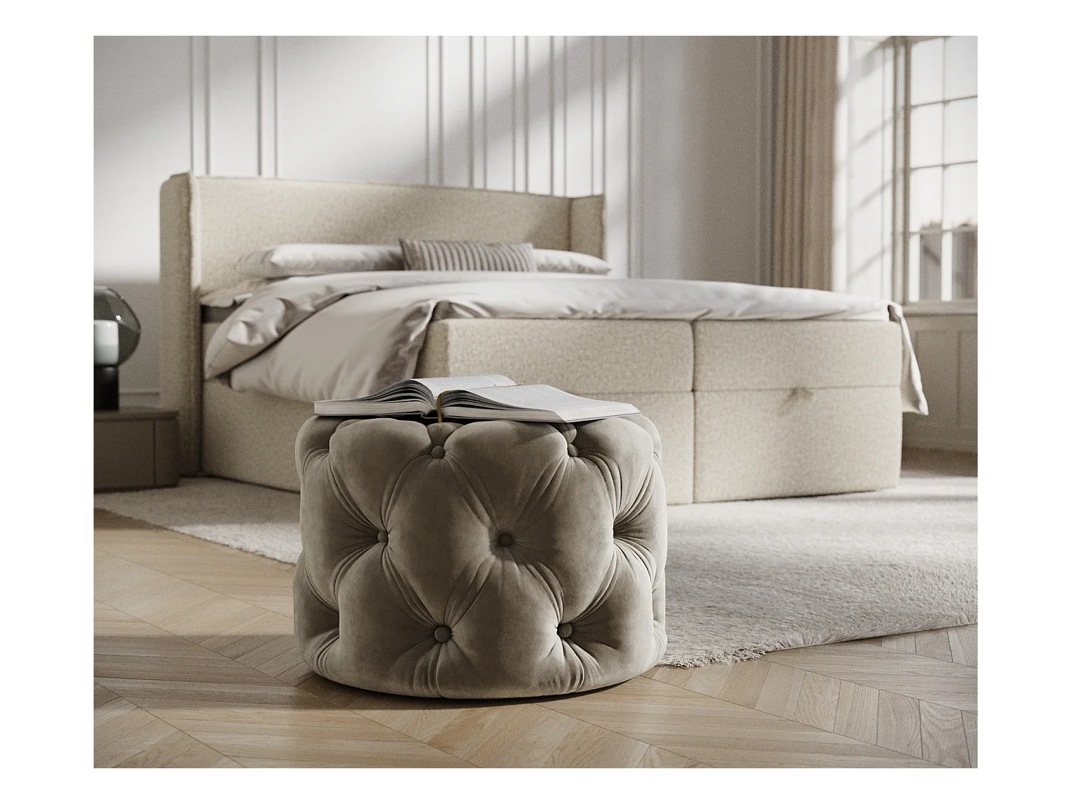 Pouf en velours Cosimo - taupe