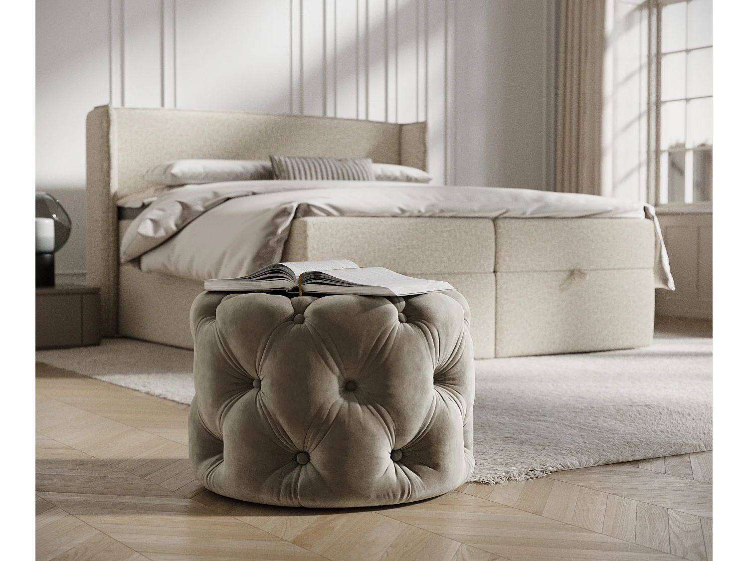 Pouf en velours Cosimo - taupe