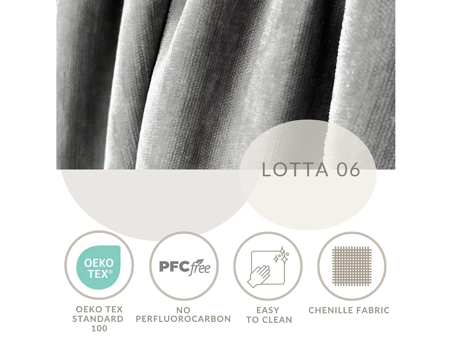 Pouf en tissu chenille Zanzibar - 88x88 cm - gris clair