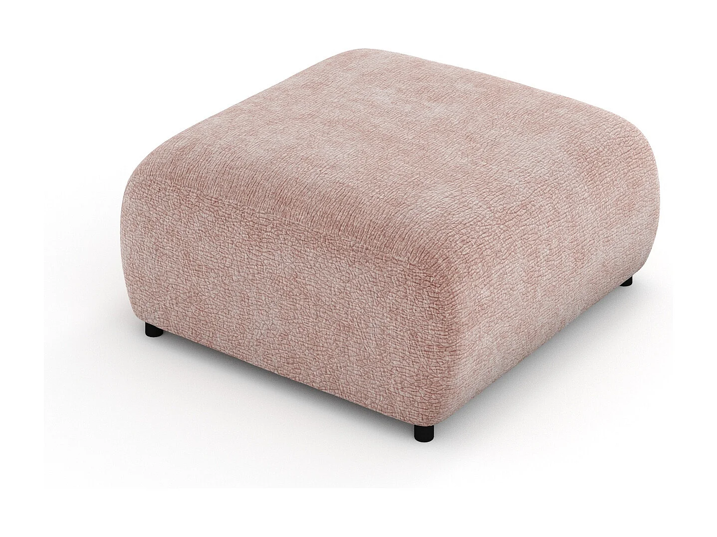 Pouf en tissu chenille Zanzibar - 88x88 cm - rose