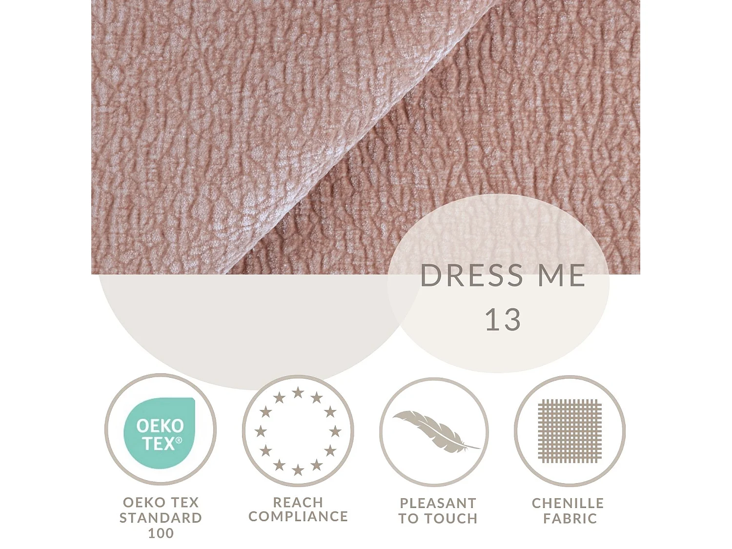 Pouf en tissu chenille Zanzibar - 88x88 cm - rose