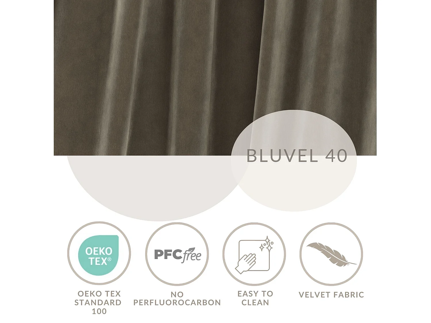 Pouf en tissu velours Zanzibar - 88x88 cm - taupe