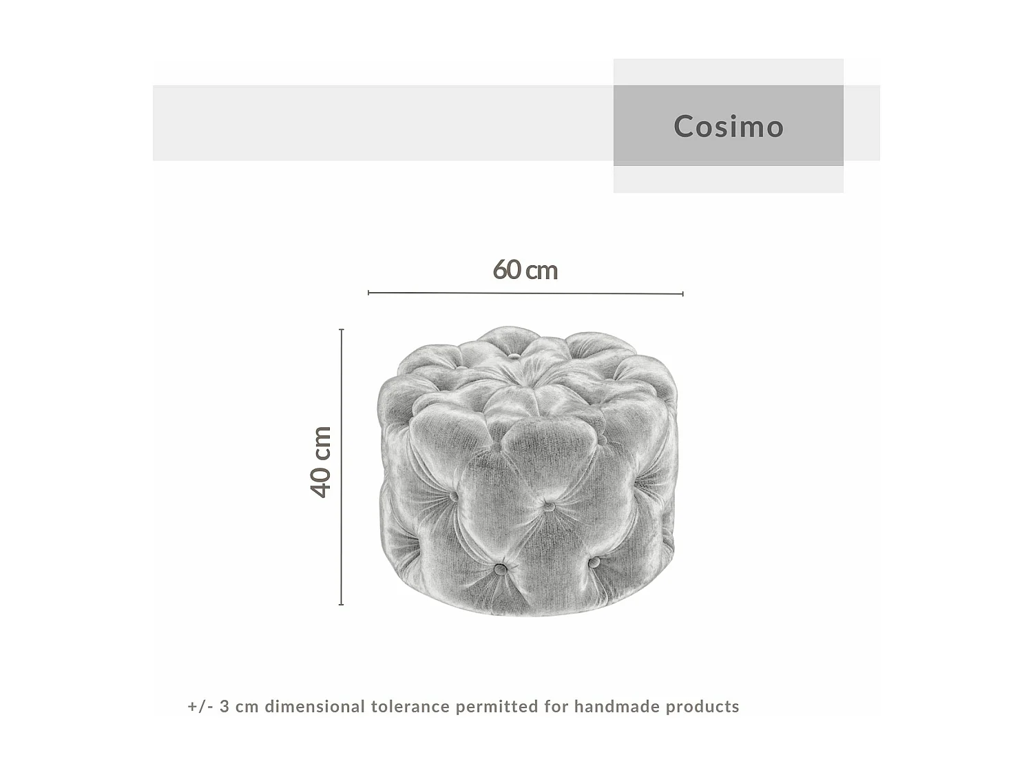 Pouf en tissu chenille Cosimo - gris