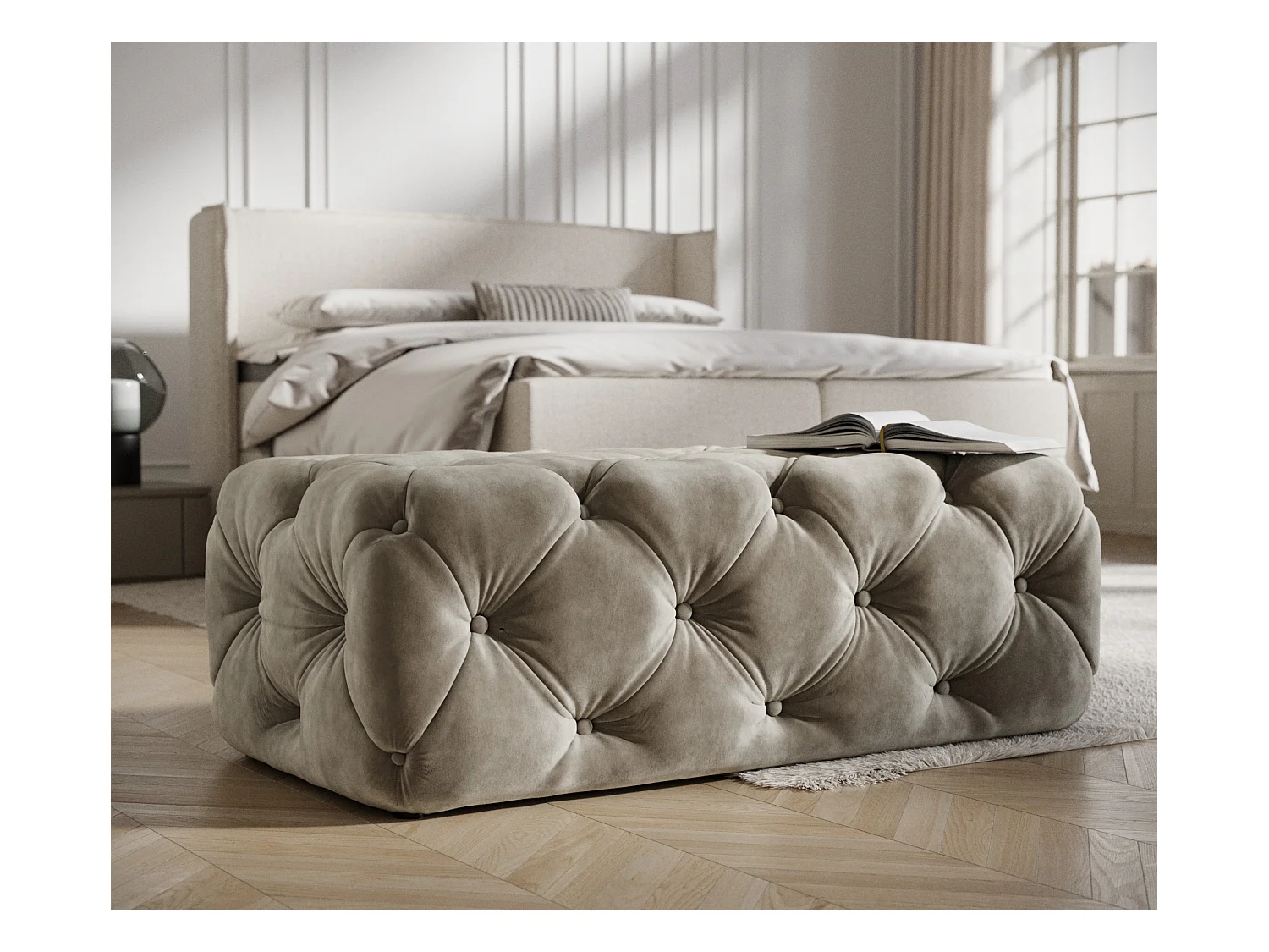 Pouf en velours Cosimo - taupe