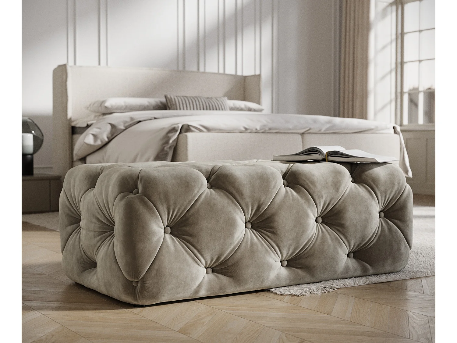 Pouf en velours Cosimo - taupe