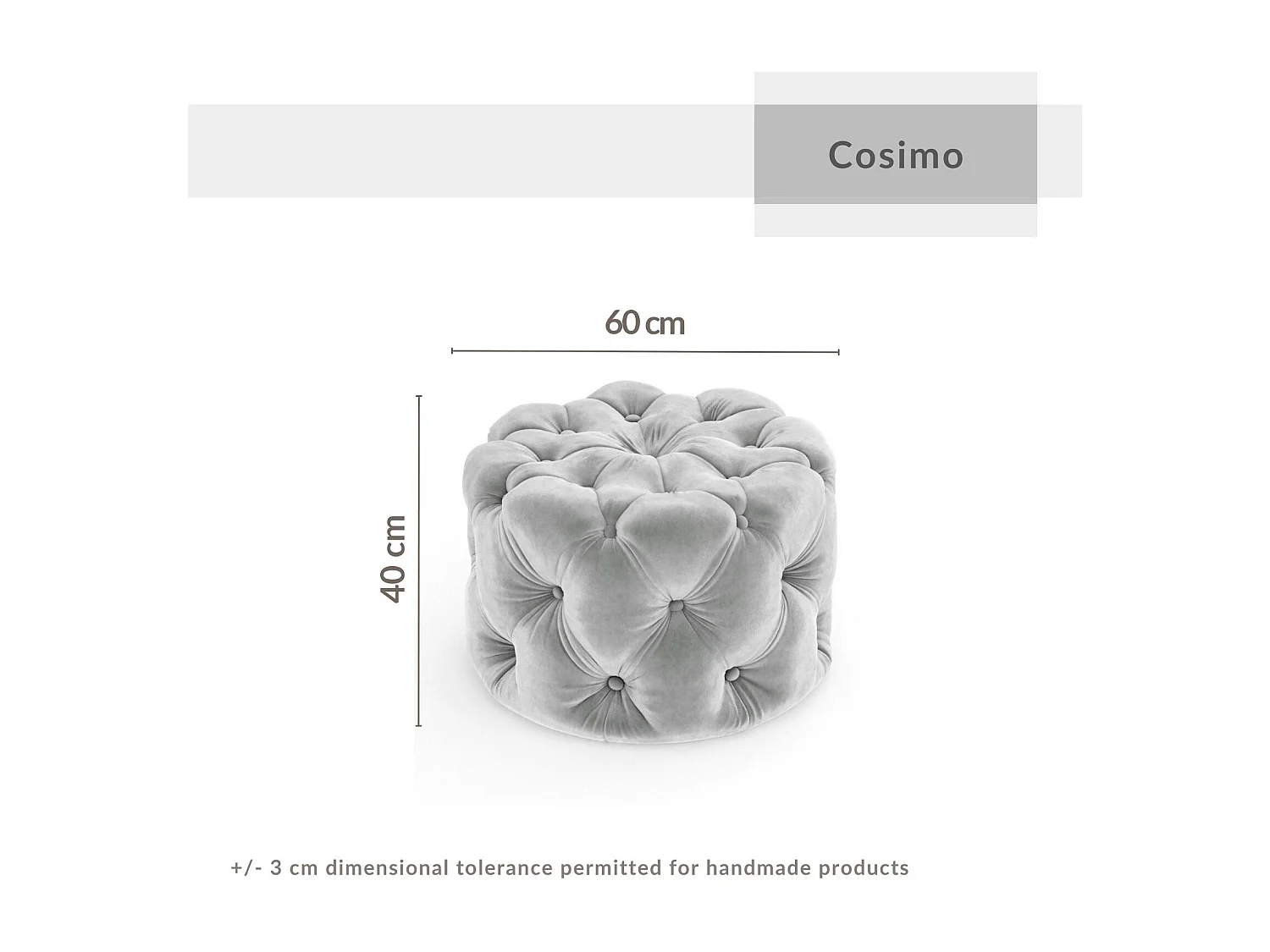 Pouf en velours Cosimo - gris