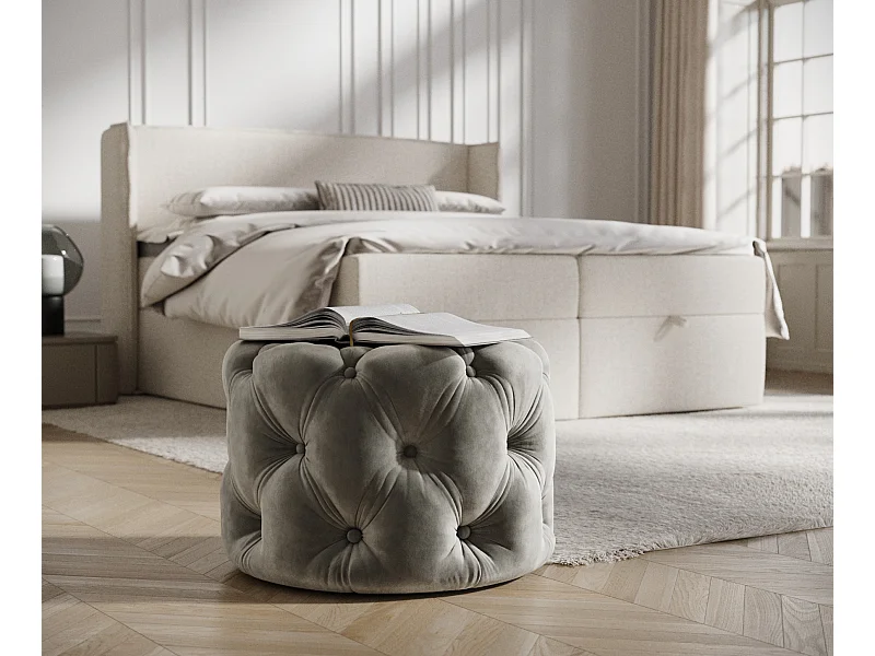 Pouf en velours Cosimo - gris