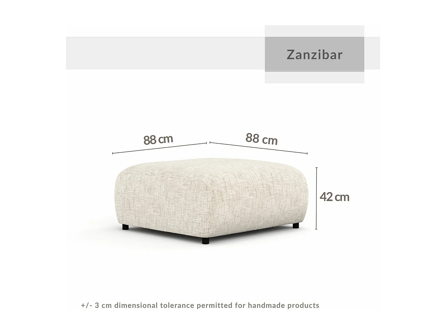 Pouf en toile tissée Zanzibar - 88x88 cm - bleu marine