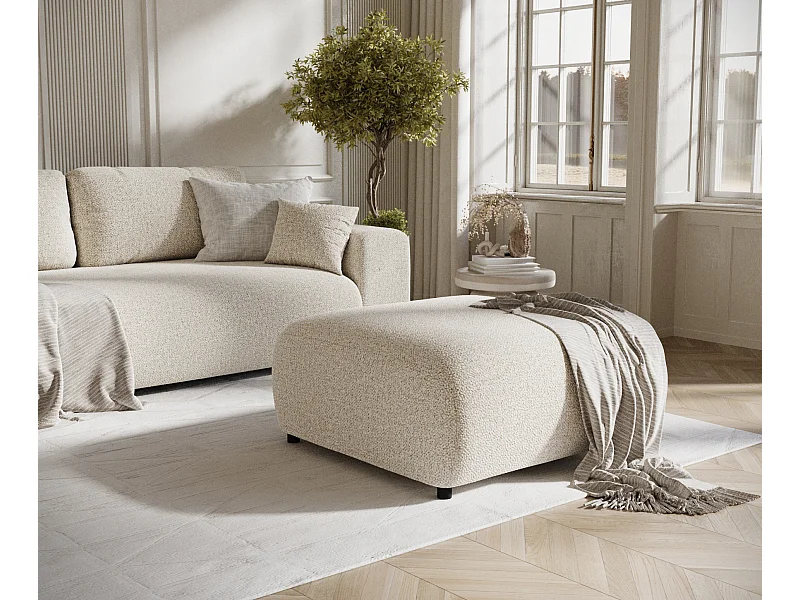 Poef in boucle stof Zanzibar - 88x88 cm - beige