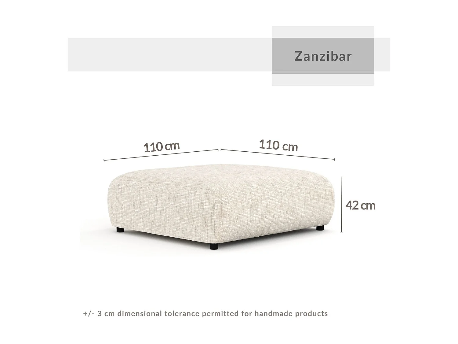 Pouf en toile tissée Zanzibar - 110x110 cm - bleu marine