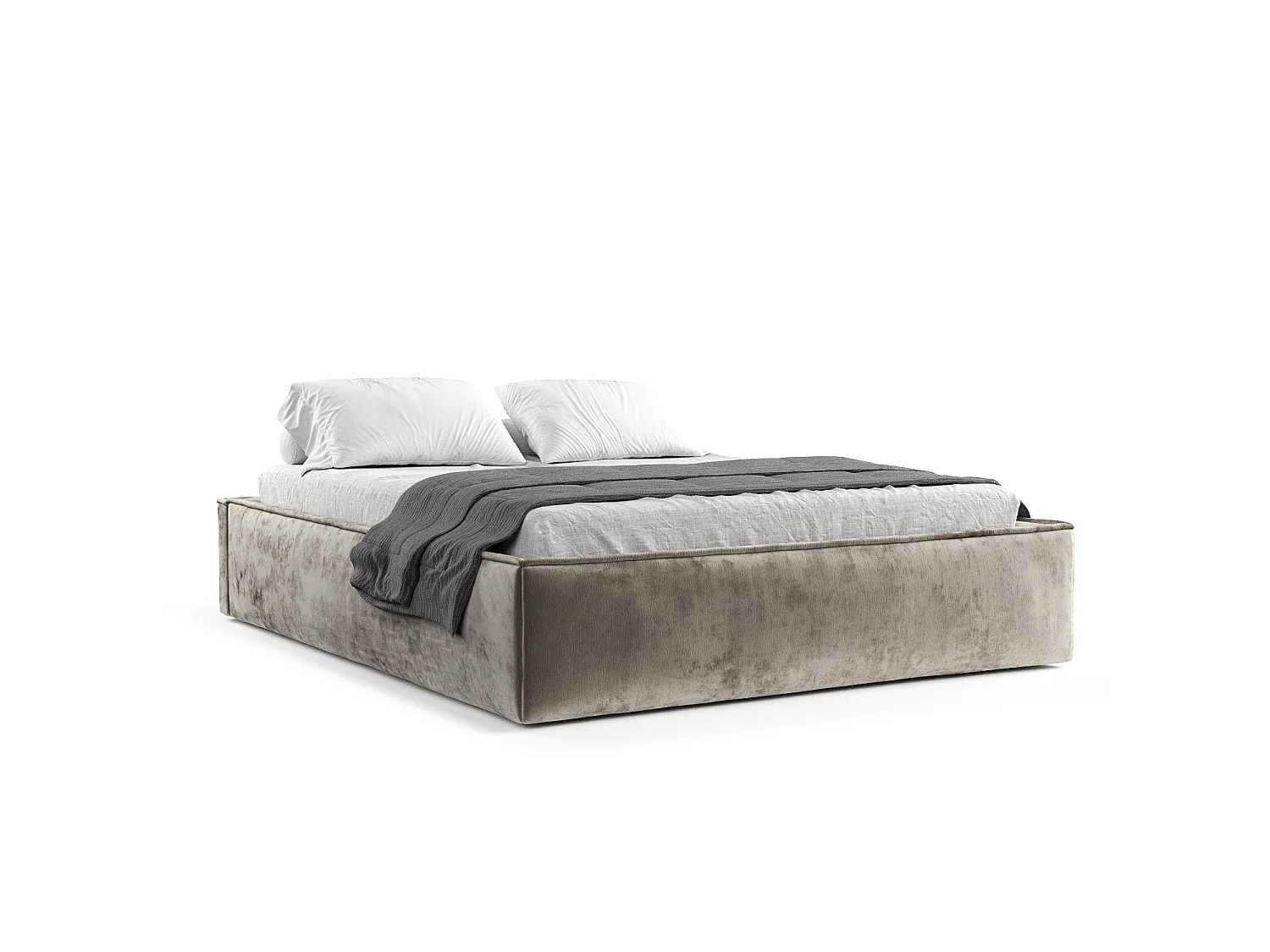 Lit coffre Alvar - 140 x 200 cm - chenille - beige
