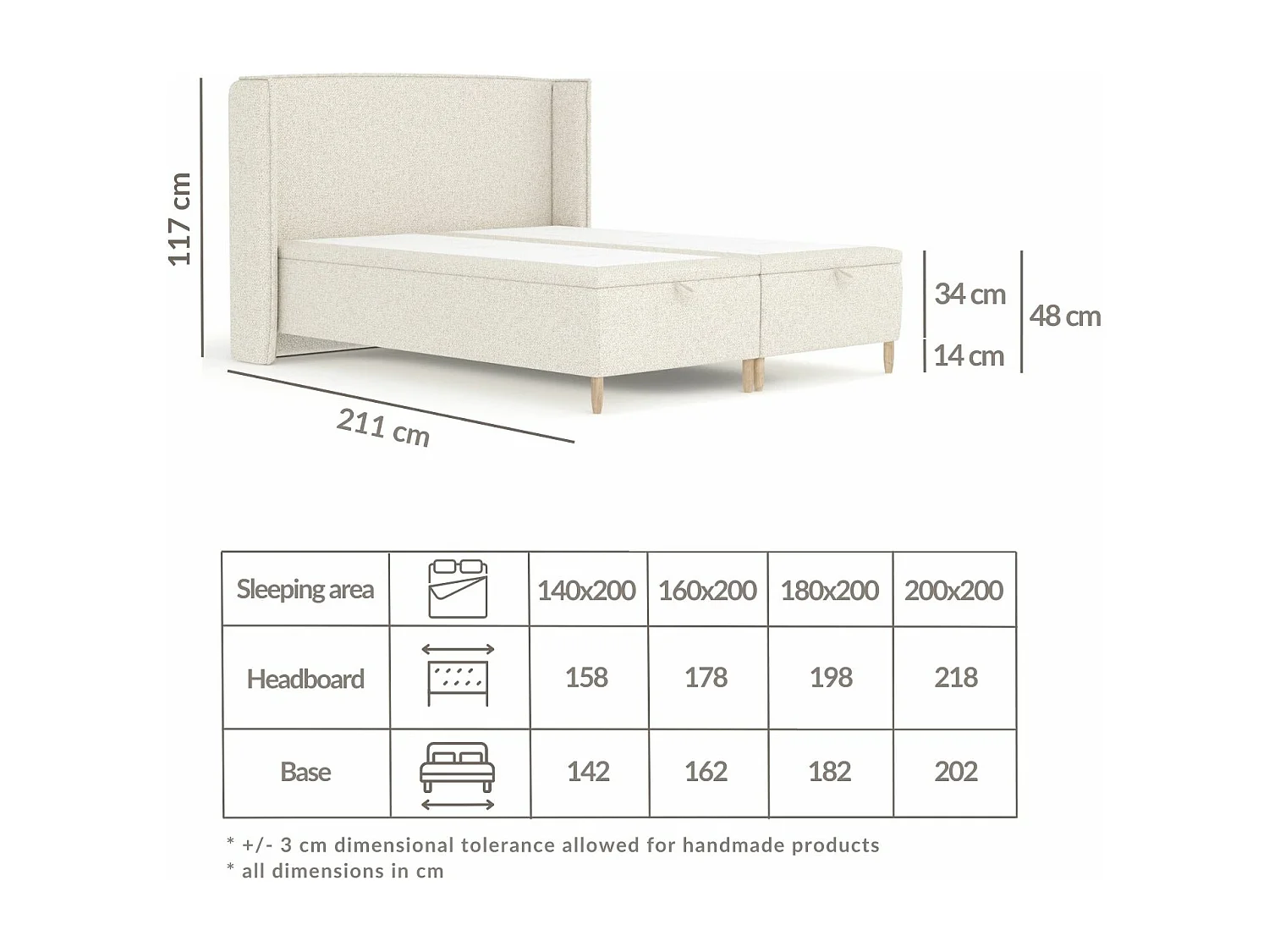 Łóżko tapicerowane w tkaninie boucle Ritual - 200 x 200 cm - szary