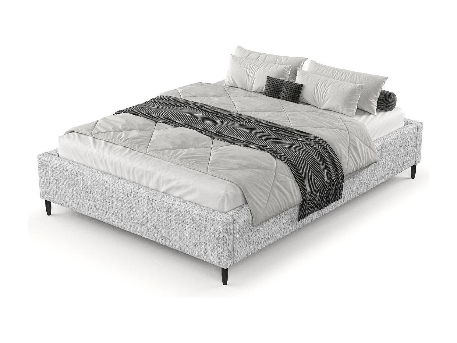 Polsterbett Larch - 160 x 200 cm - Webstoff - hellgrau