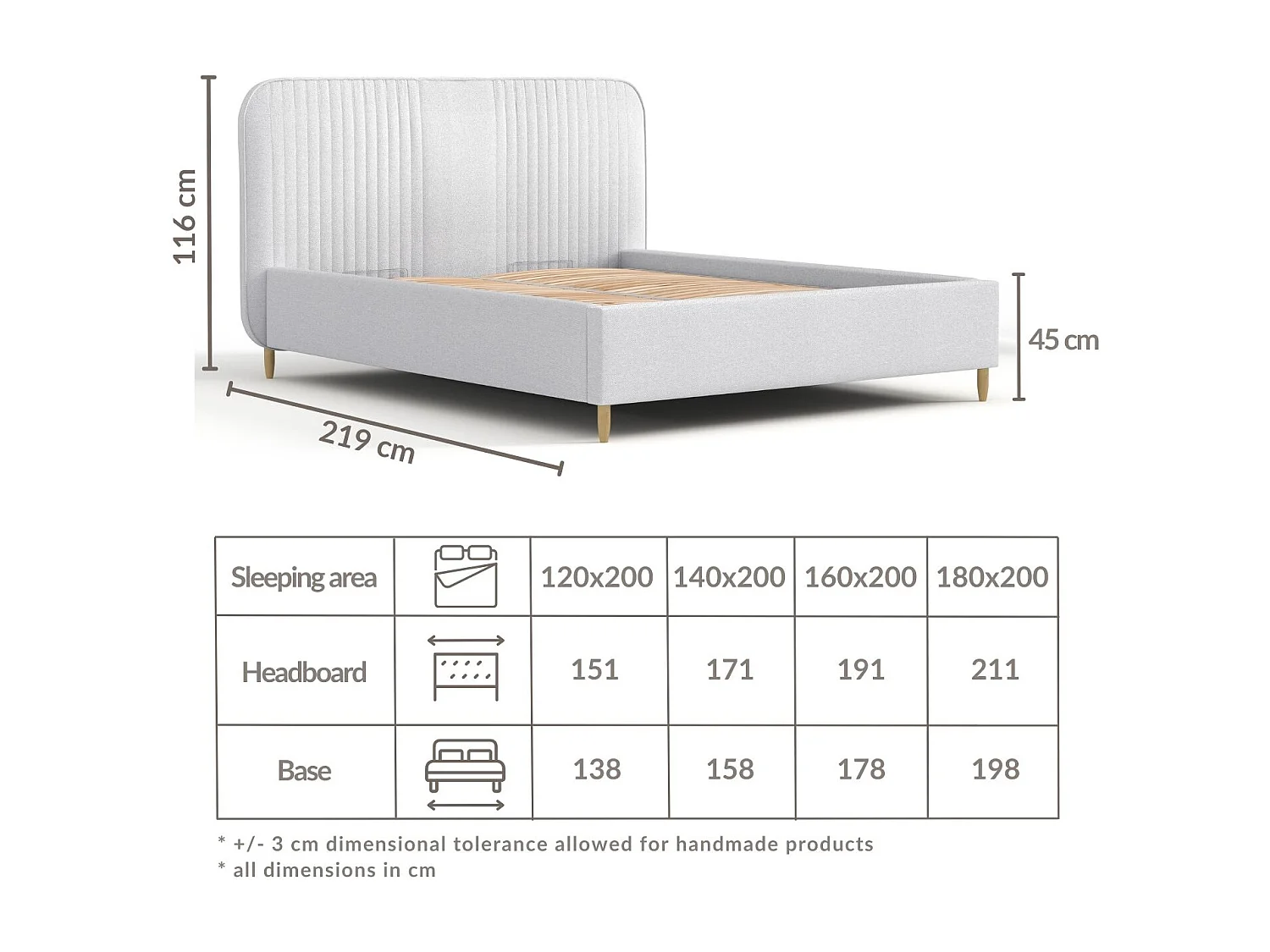 Polsterbett Livy - 120 x 200 cm - Webstoff - hellbraun