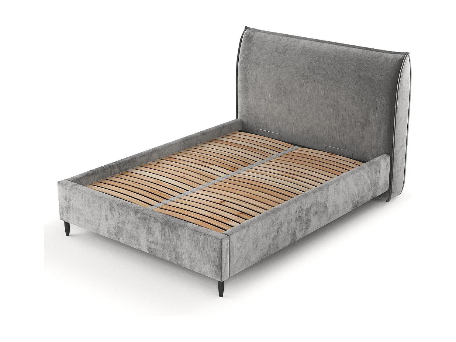 Polsterbett Shell - 160 x 200 cm - Chenille-Stoff - grau