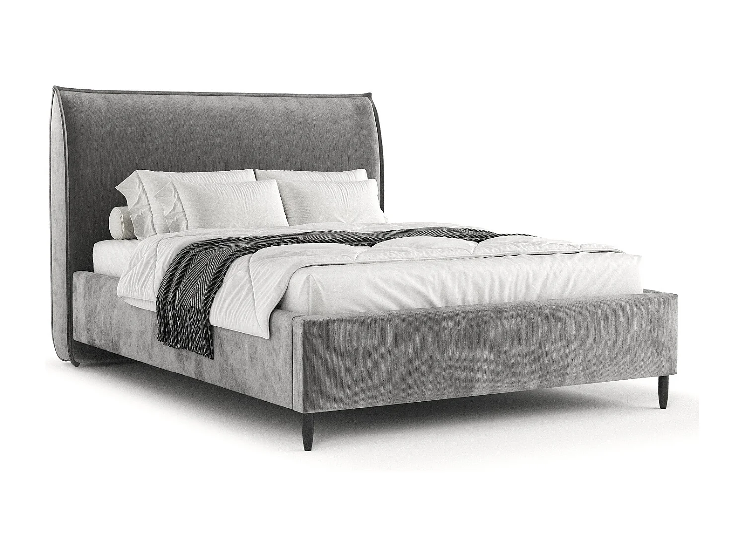 Polsterbett Shell - 160 x 200 cm - Chenille-Stoff - grau