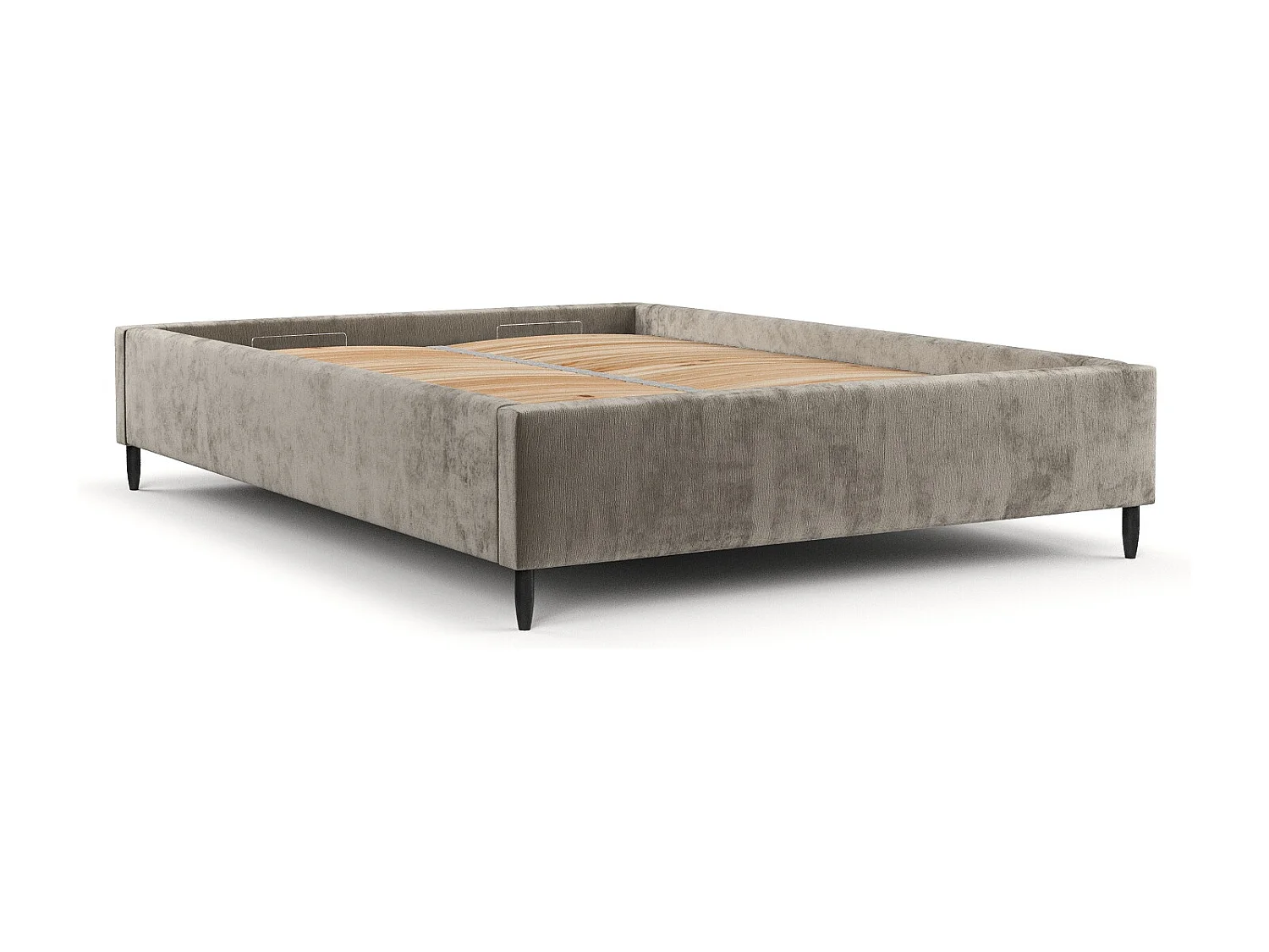 Lit capitonné Larch - 200 x 200 cm - chenille - beige