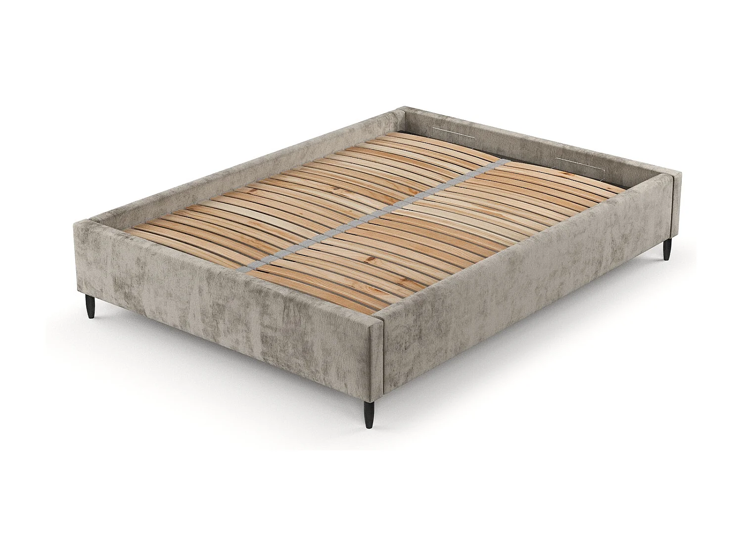 Lit capitonné Larch - 200 x 200 cm - chenille - beige