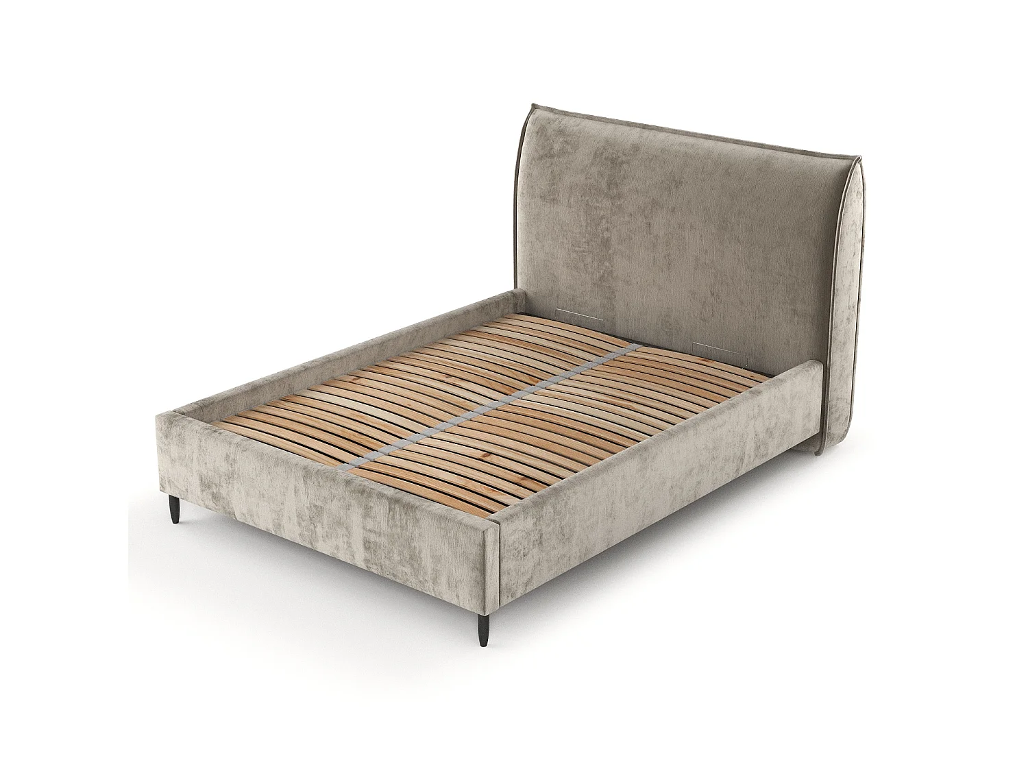Lit capitonné Shell - 180 x 200 cm - chenille - beige