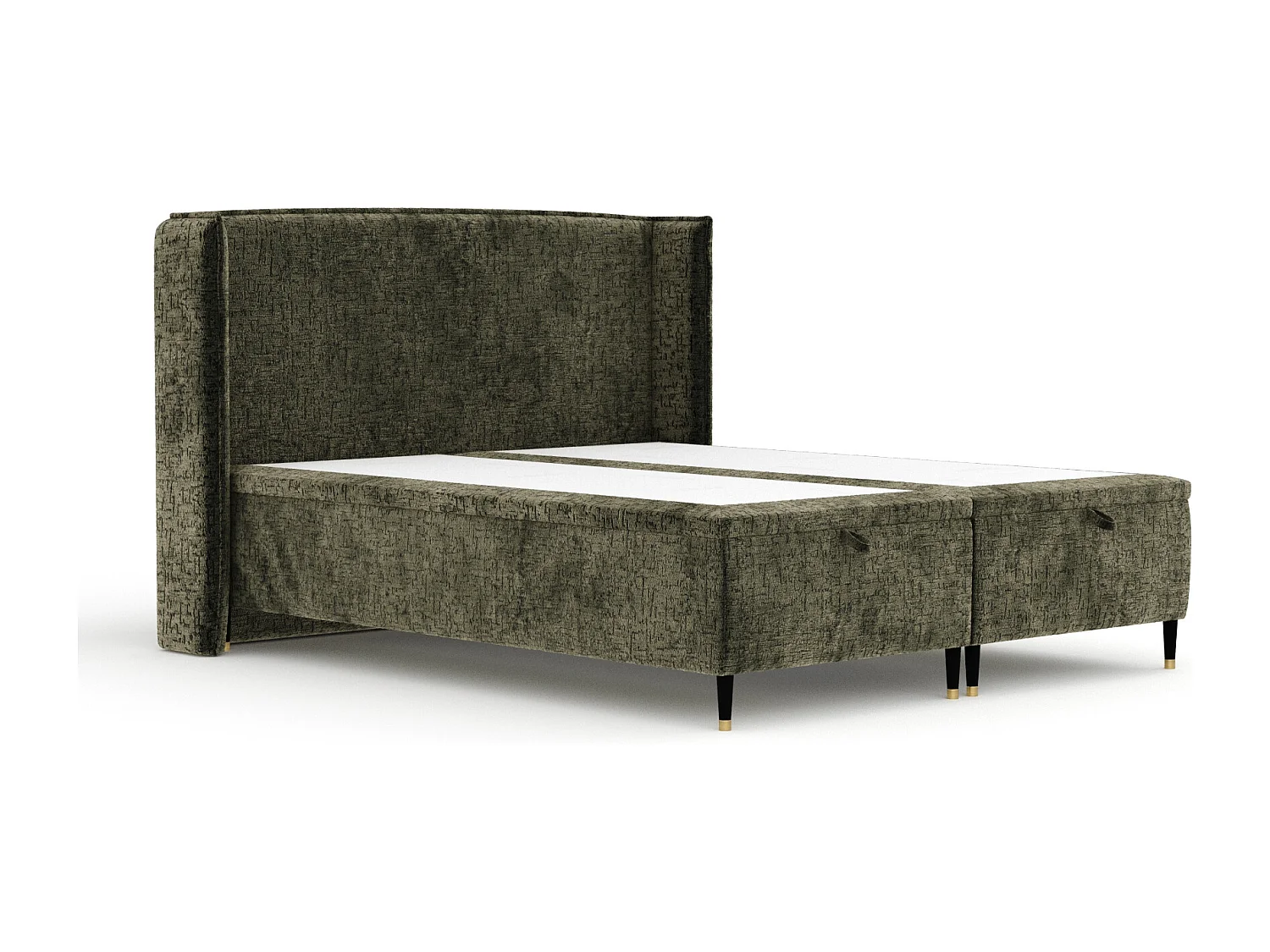 Lit coffre en tissu chenille Ritual - 140 x 200 cm - vert olive