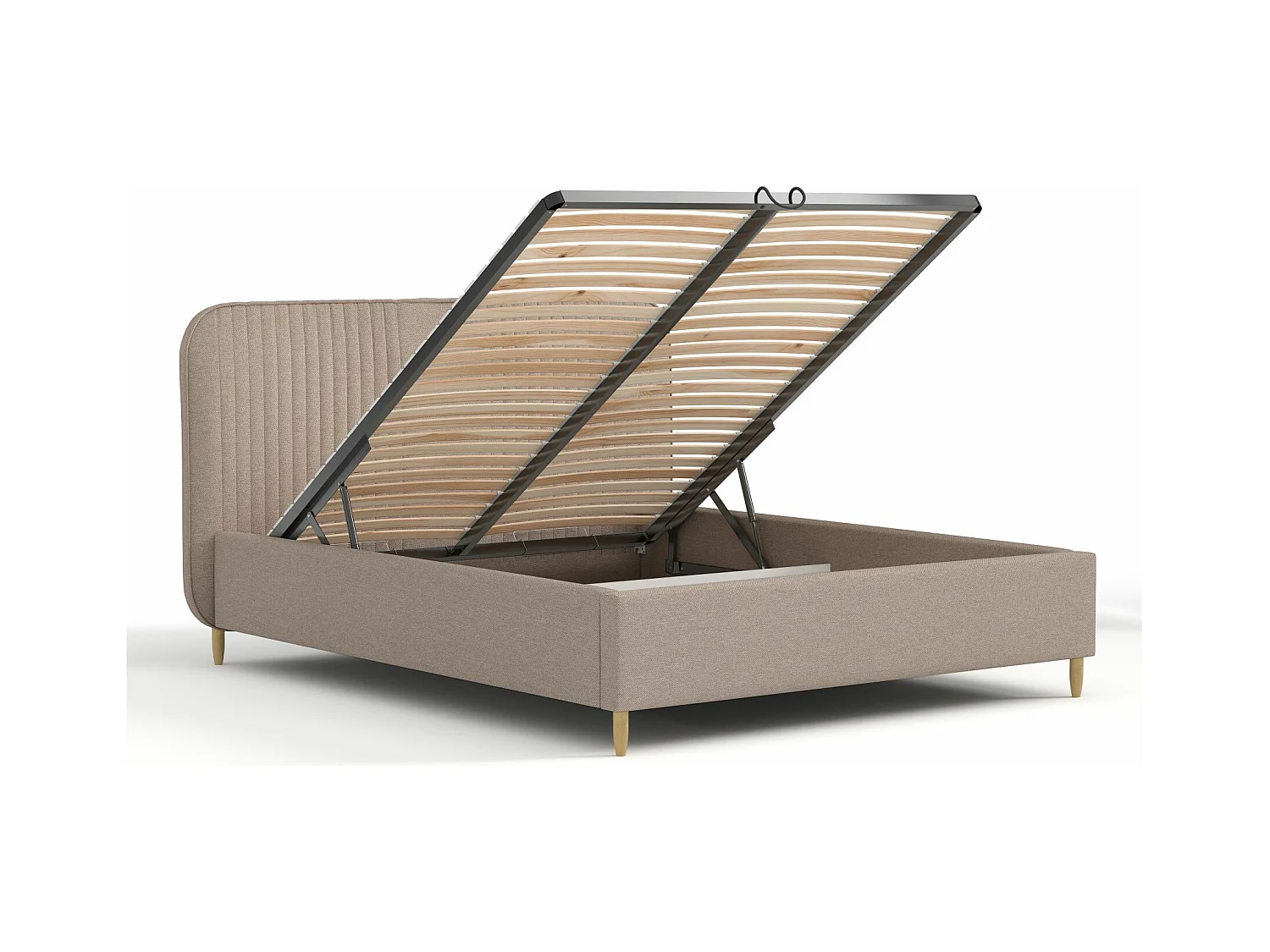 Polsterbett Livy - 140 x 200 cm - Webstoff - hellbraun