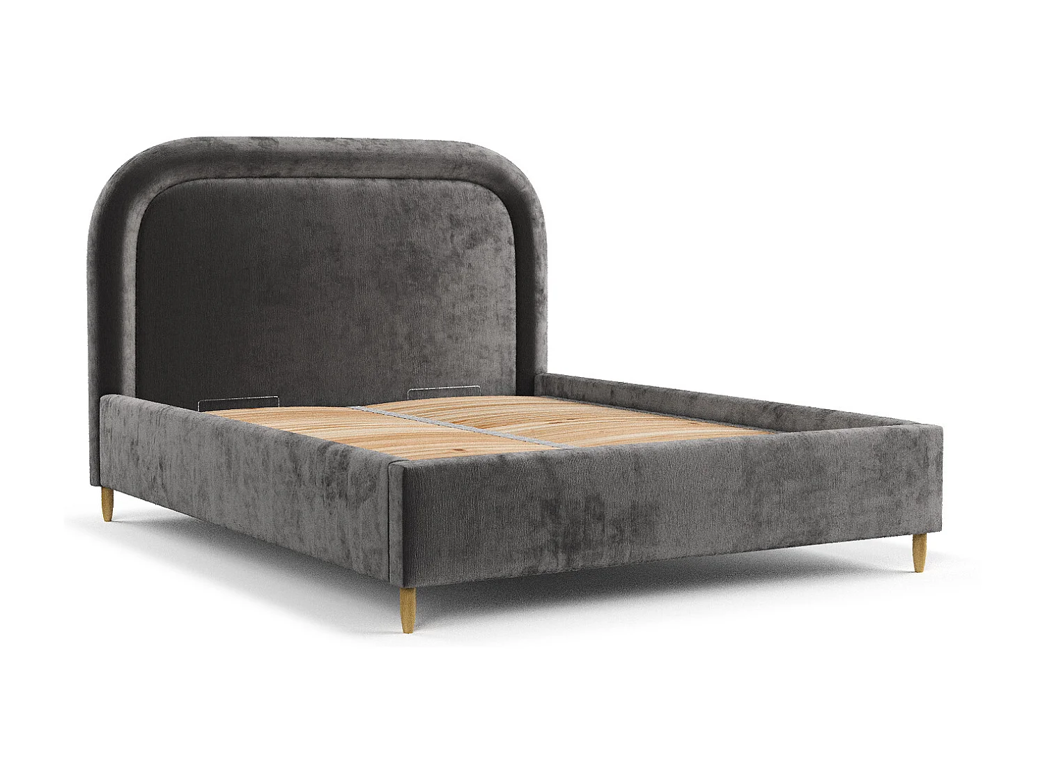 Polsterbett Mija - 140 x 200 cm - Chenille-Stoff - dunkelgrau