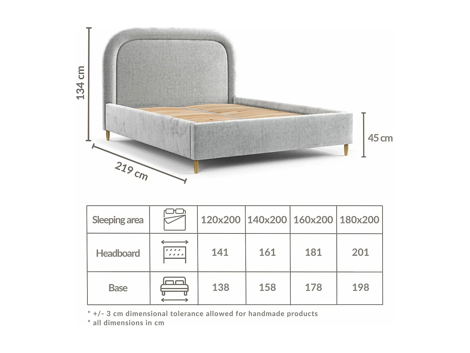 Lit coffre Mija - 140 x 200 cm - chenille - beige