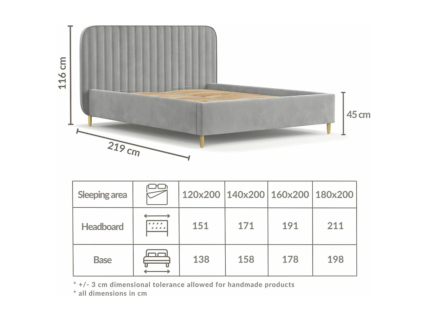 Lit coffre Noto - 160 x 200 cm - velours - gris