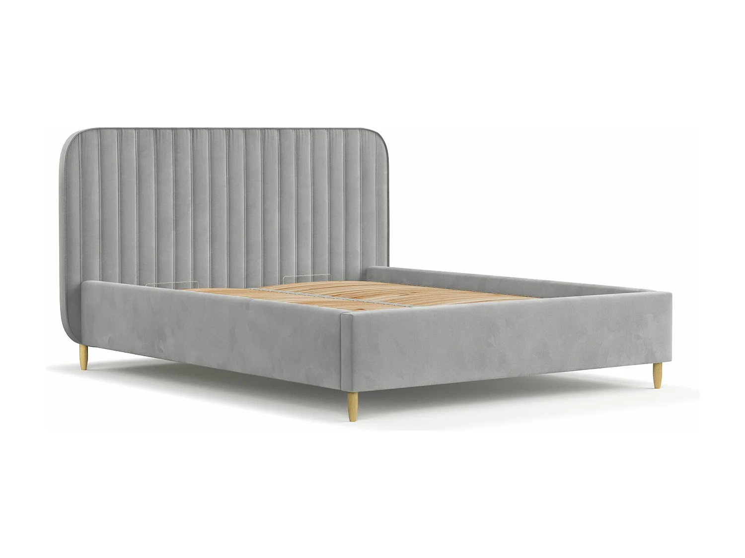 Lit coffre Noto - 160 x 200 cm - velours - gris