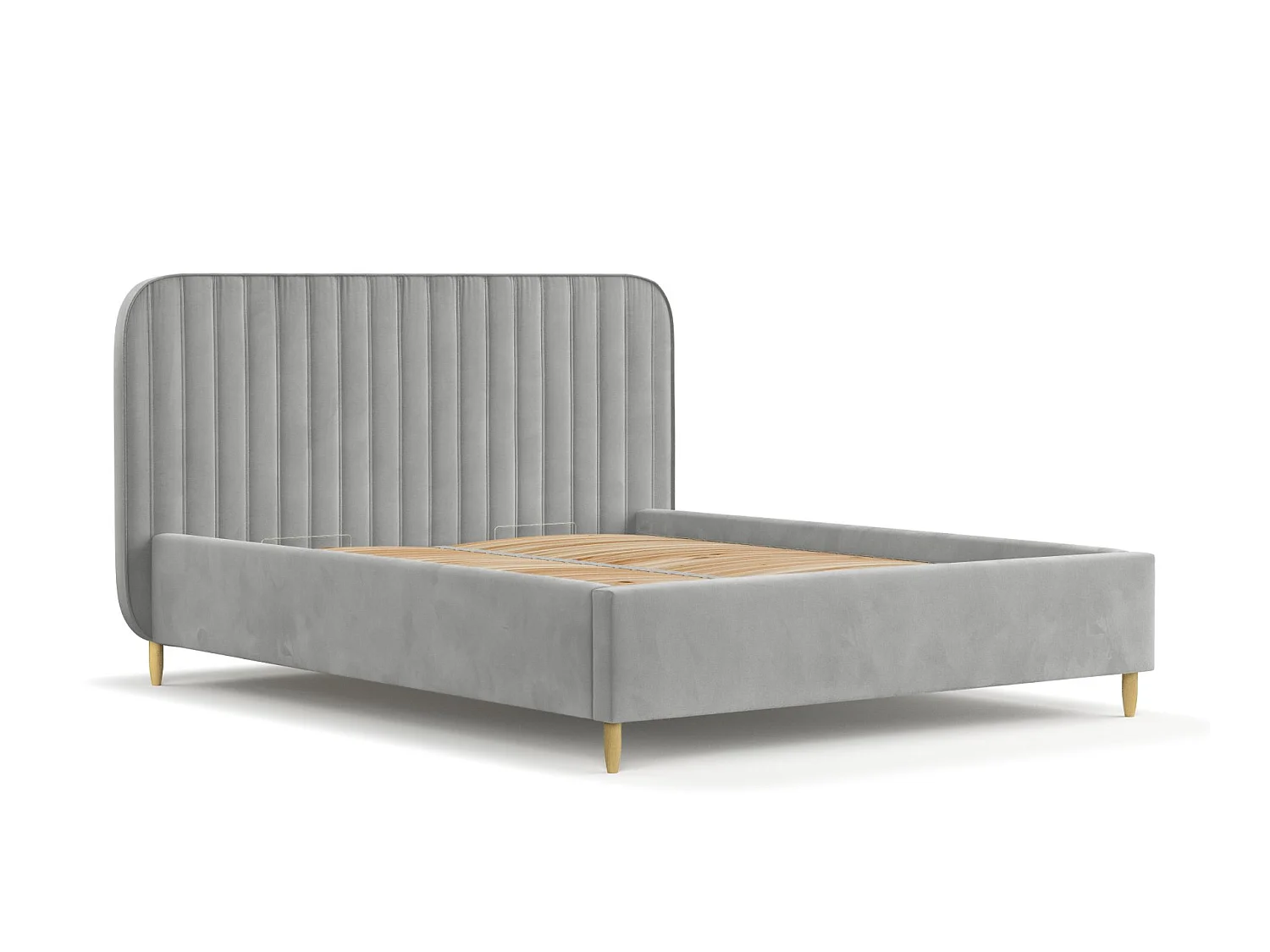 Gestoffeerd bed van velvet stof Noto - 160x200 cm - grijs