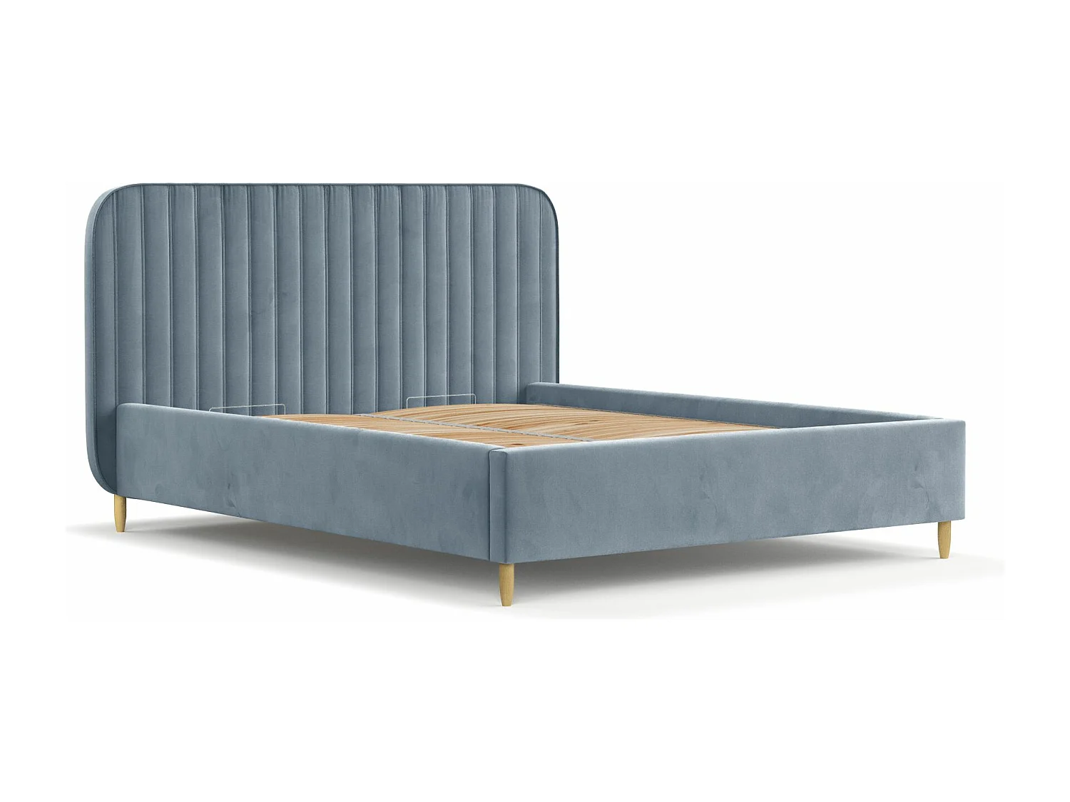 Lit coffre Noto - 160 x 200 cm - velours - bleu gris