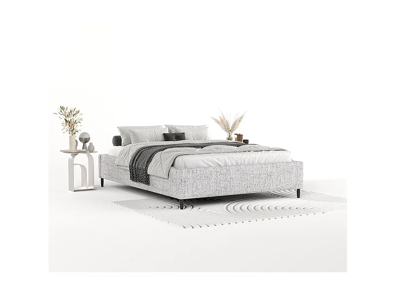 Polsterbett Larch - 140 x 200 cm - Webstoff - hellgrau