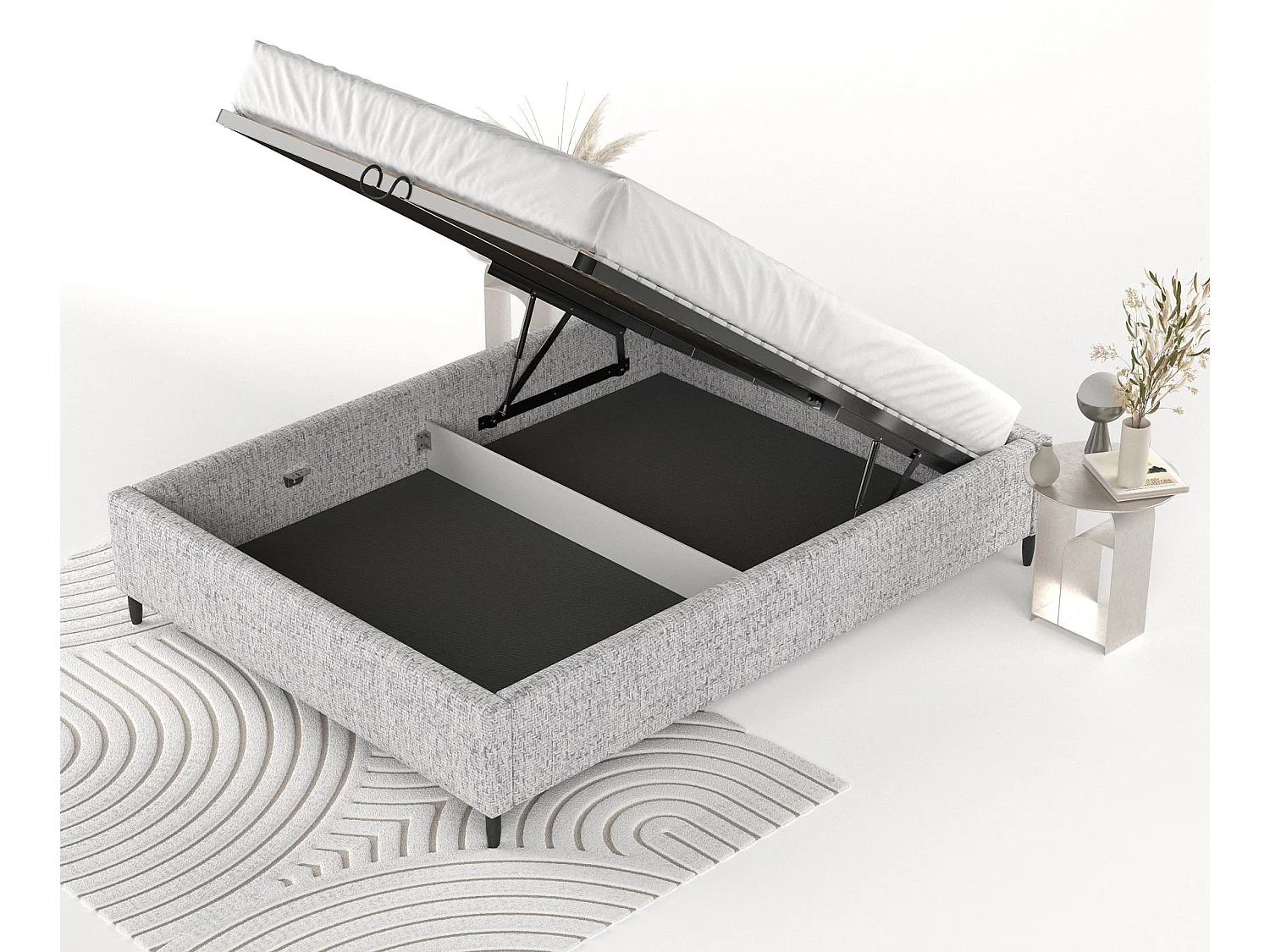 Polsterbett Larch - 140 x 200 cm - Webstoff - hellgrau