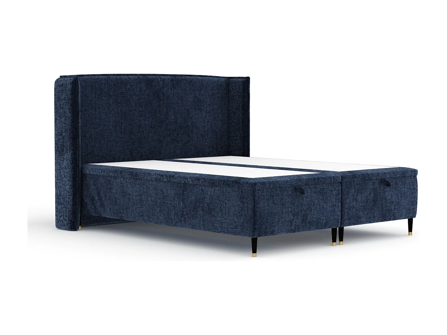 Lit coffre en tissu chenille Ritual - 180 x 200 cm - bleu marine